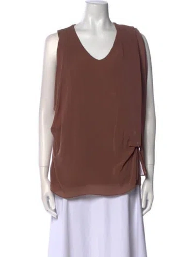 Pre-owned Brunello Cucinelli V-neck Sleeveless Top In Brown