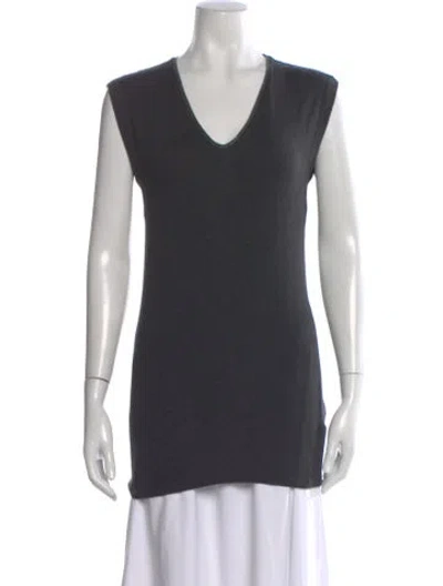 Pre-owned Brunello Cucinelli V-neck Sleeveless Top In Gray
