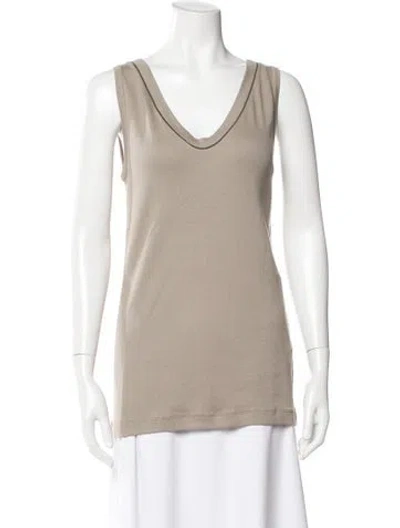 Pre-owned Brunello Cucinelli V-neck Sleeveless Top In Neutral