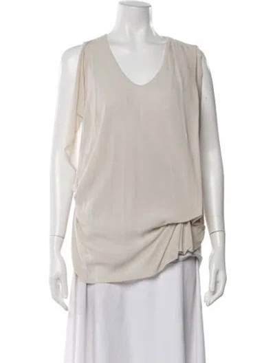 Pre-owned Brunello Cucinelli V-neck Sleeveless Top In Neutral