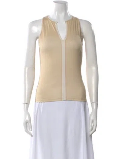 Pre-owned Brunello Cucinelli V-neck Sleeveless Top In Neutral