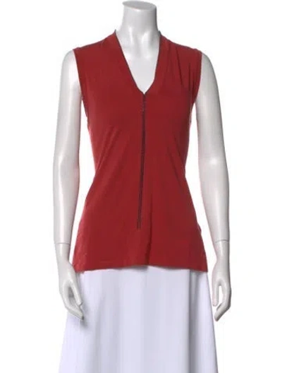 Pre-owned Brunello Cucinelli V-neck Sleeveless Top In Red