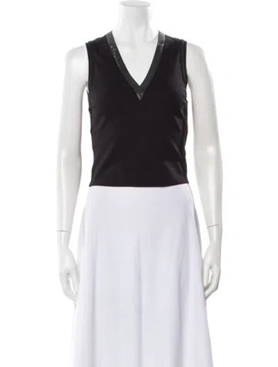 Pre-owned Brunello Cucinelli V-neck Sleeveless Top W/ Tags In Black