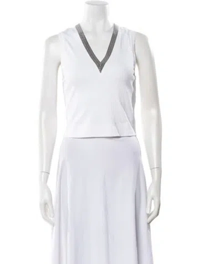 Pre-owned Brunello Cucinelli V-neck Sleeveless Top W/ Tags In White