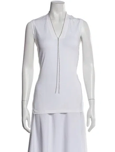 Pre-owned Brunello Cucinelli V-neck Sleeveless Top In White