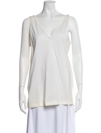 Pre-owned Brunello Cucinelli V-neck Sleeveless Top In White