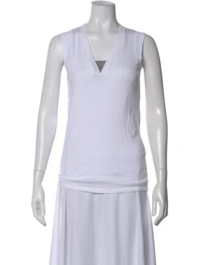 Pre-owned Brunello Cucinelli V-neck Sleeveless Top In White