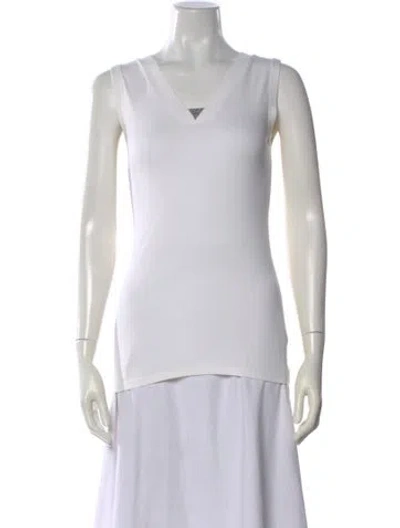 Pre-owned Brunello Cucinelli V-neck Sleeveless Top In White