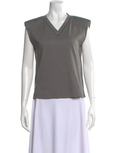 Pre-owned Brunello Cucinelli V-neck Sleeveless T-shirt W/ Tags In Gray