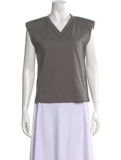 Pre-owned Brunello Cucinelli V-neck Sleeveless T-shirt W/ Tags In Gray
