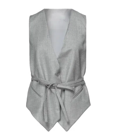 Brunello Cucinelli V-neck Sleeveless Waistcoat In Gray