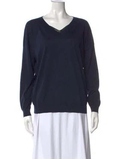 Pre-owned Brunello Cucinelli V-neck Sweater In Blue