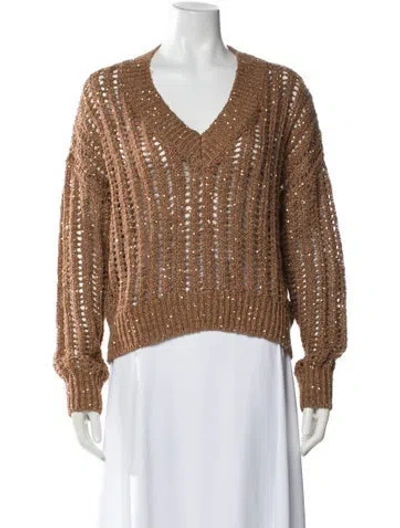 Pre-owned Brunello Cucinelli V-neck Sweater In Brown
