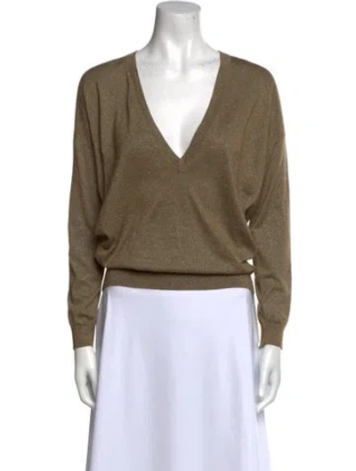 Pre-owned Brunello Cucinelli V-neck Sweater In Gold