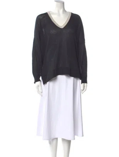 Pre-owned Brunello Cucinelli V-neck Sweater In Gray