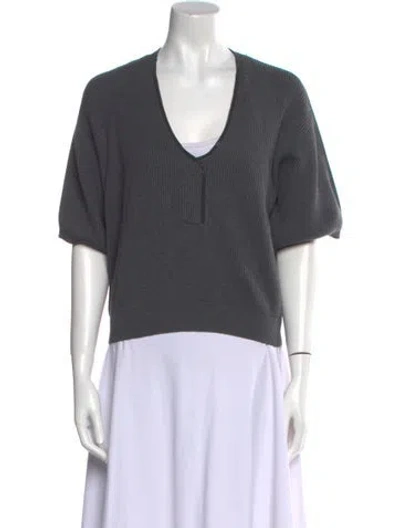 Pre-owned Brunello Cucinelli V-neck Sweater In Gray
