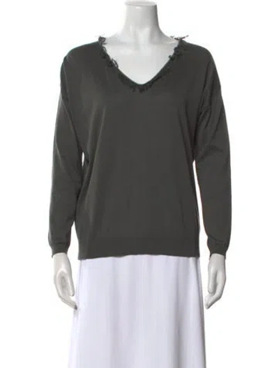 Pre-owned Brunello Cucinelli V-neck Sweater In Gray