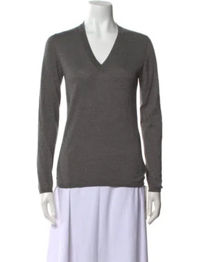 Pre-owned Brunello Cucinelli V-neck Sweater In Gray
