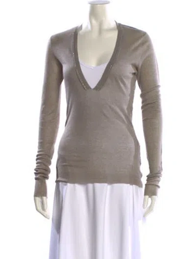 Pre-owned Brunello Cucinelli V-neck Sweater In Gray