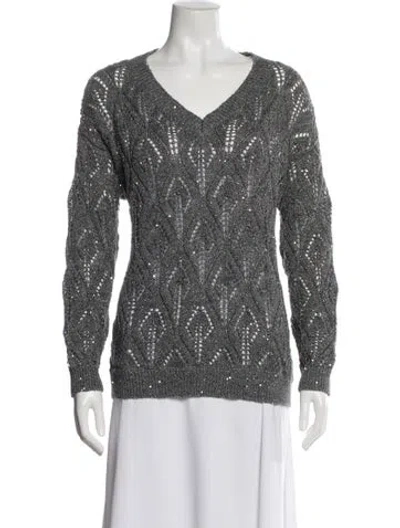 Pre-owned Brunello Cucinelli V-neck Sweater In Gray
