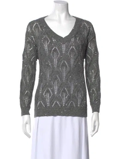 Pre-owned Brunello Cucinelli V-neck Sweater In Gray
