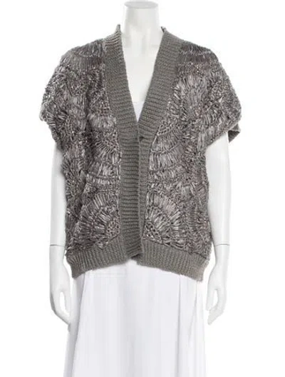 Pre-owned Brunello Cucinelli V-neck Sweater In Gray
