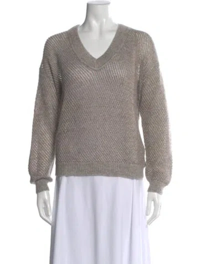 Pre-owned Brunello Cucinelli V-neck Sweater In Gray