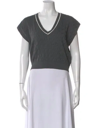 Pre-owned Brunello Cucinelli V-neck Sweater In Gray
