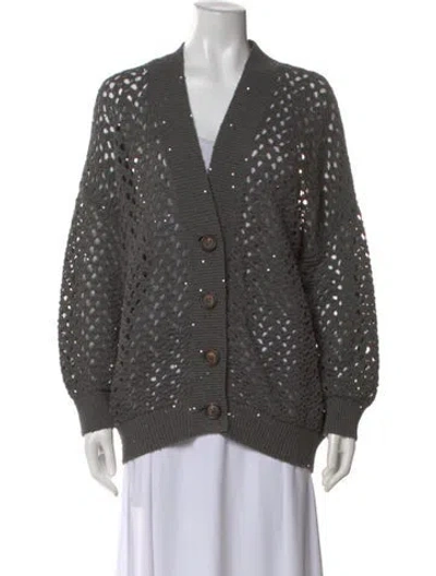 Pre-owned Brunello Cucinelli V-neck Sweater In Gray