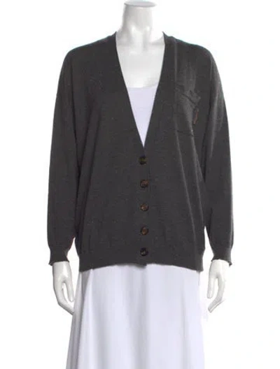 Pre-owned Brunello Cucinelli V-neck Sweater In Gray