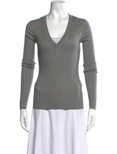 Pre-owned Brunello Cucinelli V-neck Sweater In Gray