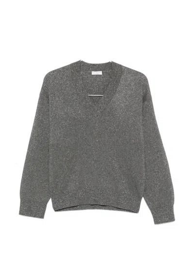 Brunello Cucinelli V-neck Sweater In Gray