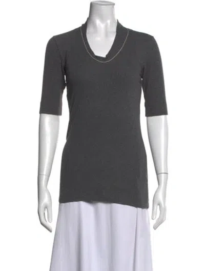 Pre-owned Brunello Cucinelli V-neck Sweater In Grey
