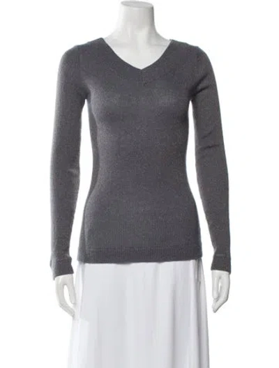 Pre-owned Brunello Cucinelli V-neck Sweater In Grey/metallic