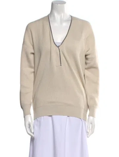 Pre-owned Brunello Cucinelli V-neck Sweater In Neutral