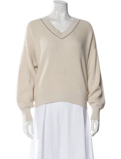 Pre-owned Brunello Cucinelli V-neck Sweater In Neutral