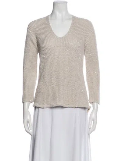 Pre-owned Brunello Cucinelli V-neck Sweater In Neutral