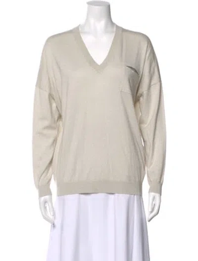 Pre-owned Brunello Cucinelli V-neck Sweater In Neutral