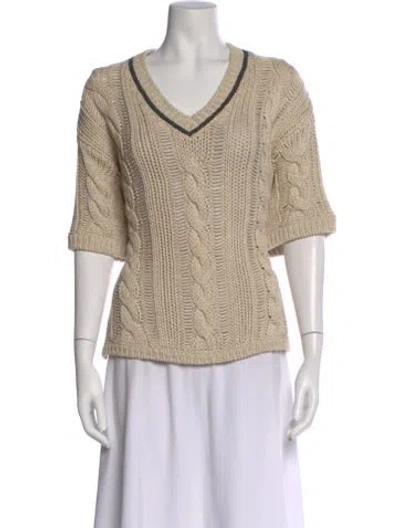 Pre-owned Brunello Cucinelli V-neck Sweater In Neutral