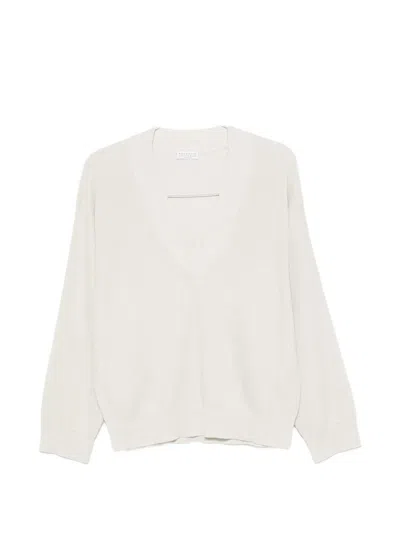 Brunello Cucinelli V-neck Sweater In Neutral