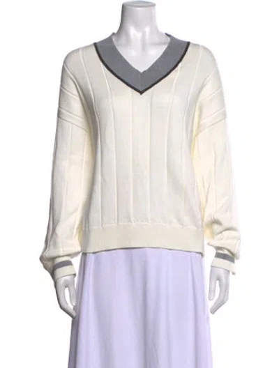 Pre-owned Brunello Cucinelli V-neck Sweater In Neutrals