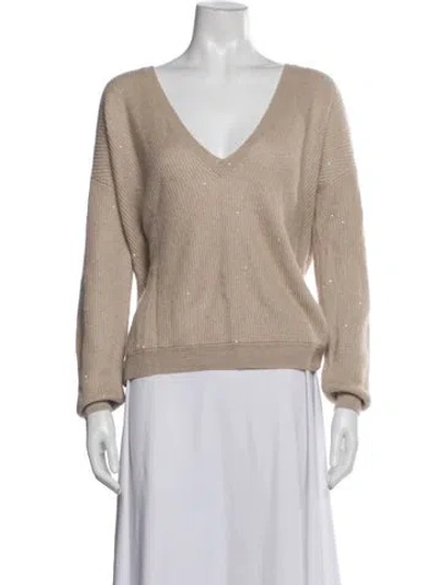 Pre-owned Brunello Cucinelli V-neck Sweater In Neutrals