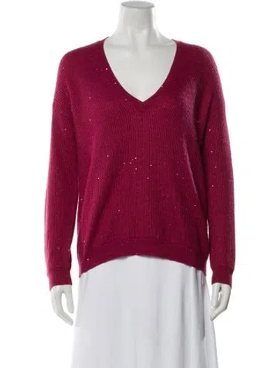 Pre-owned Brunello Cucinelli V-neck Sweater In Red