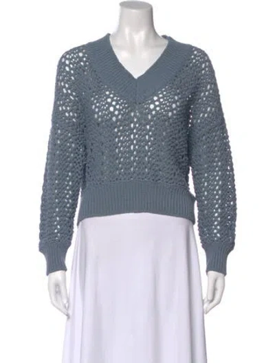 Pre-owned Brunello Cucinelli V-neck Sweater W/ Tags In Blue