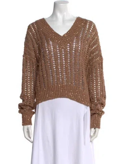 Pre-owned Brunello Cucinelli V-neck Sweater W/ Tags In Brown