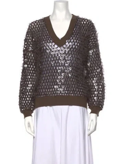 Pre-owned Brunello Cucinelli V-neck Sweater W/ Tags In Brown