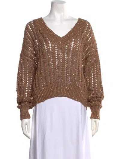 Pre-owned Brunello Cucinelli V-neck Sweater W/ Tags In Brown