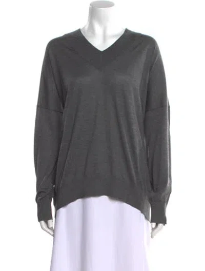 Pre-owned Brunello Cucinelli V-neck Sweater W/ Tags In Gray