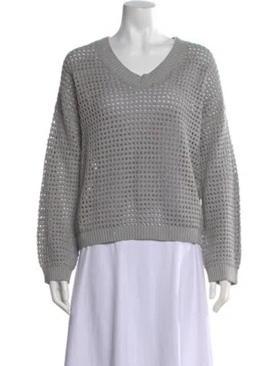 Pre-owned Brunello Cucinelli V-neck Sweater W/ Tags In Gray