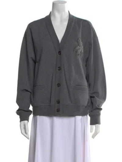 Pre-owned Brunello Cucinelli V-neck Sweater W/ Tags In Gray